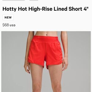 Lululemon shorts, 4” inseam, red, size 6- awesome condition